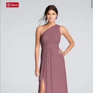 David’s Bridal Long One Shoulder Chiffon Dress